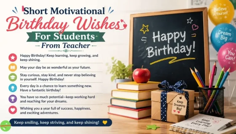 Short Motivational Birthday Wishes For Students From Teacher