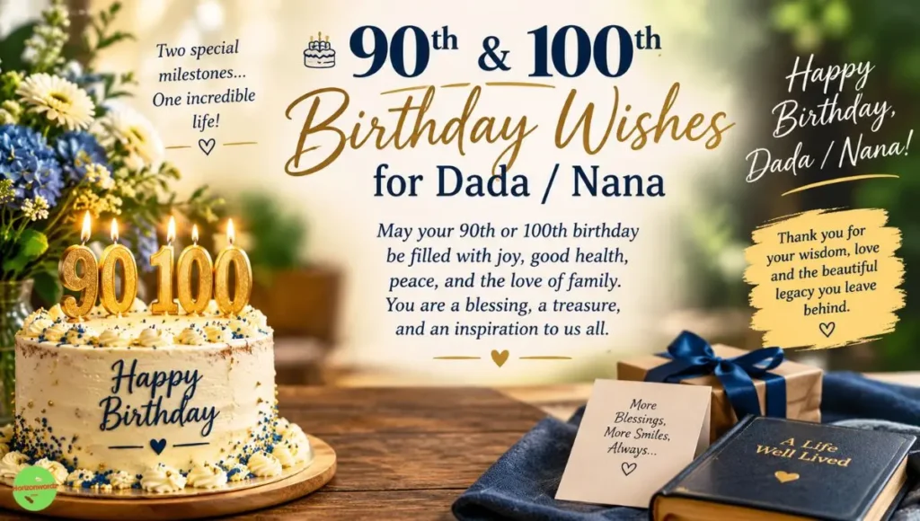 🎂 90th & 100th Birthday Wishes for Dada / Nana