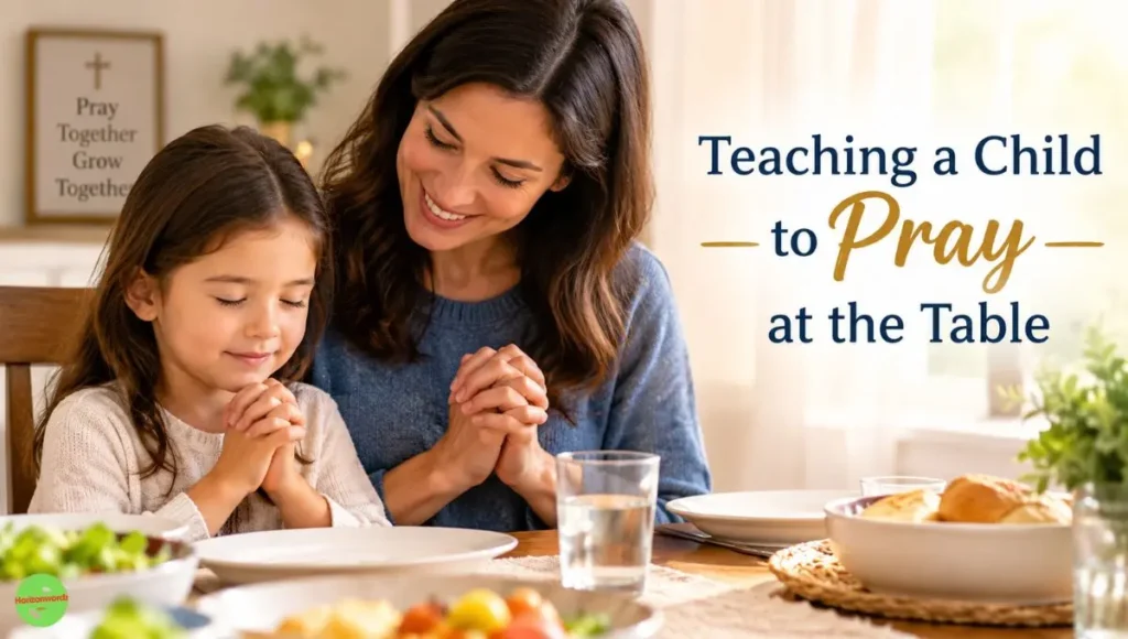 Teaching a child to pray at the table